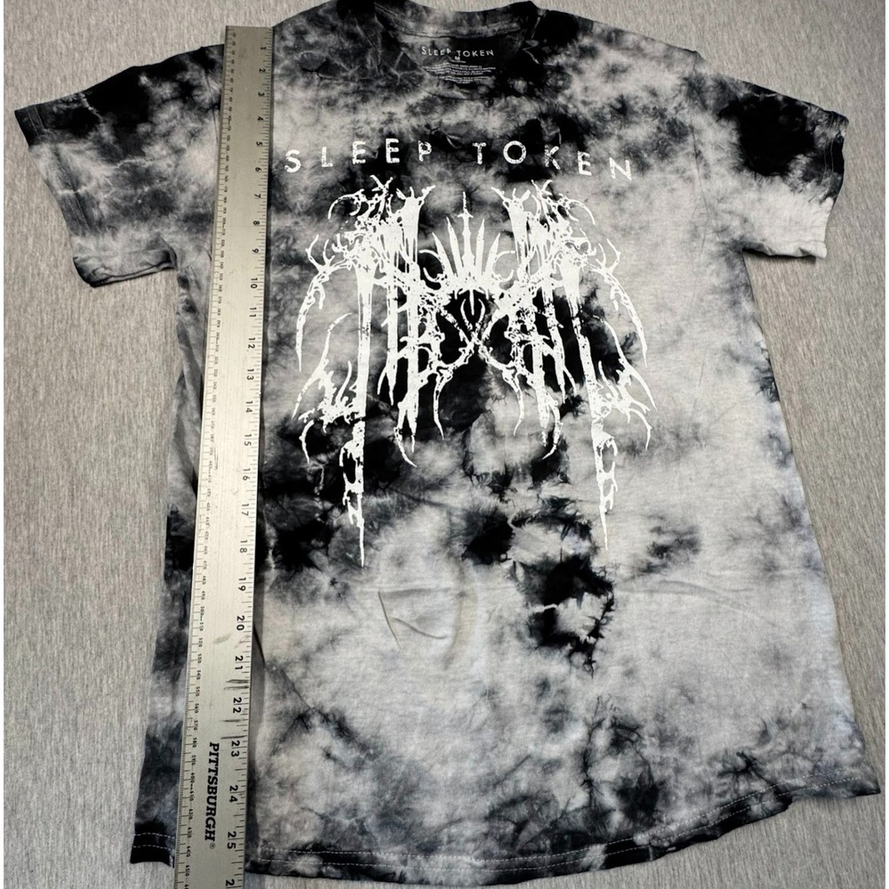Sleep Token Tie Dye Graphic Band T Shirt Mens Medium Black Grey Metal Logo - Picture 6 of 6